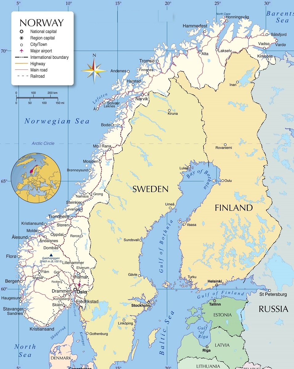 خريطة النرويج بالعربي