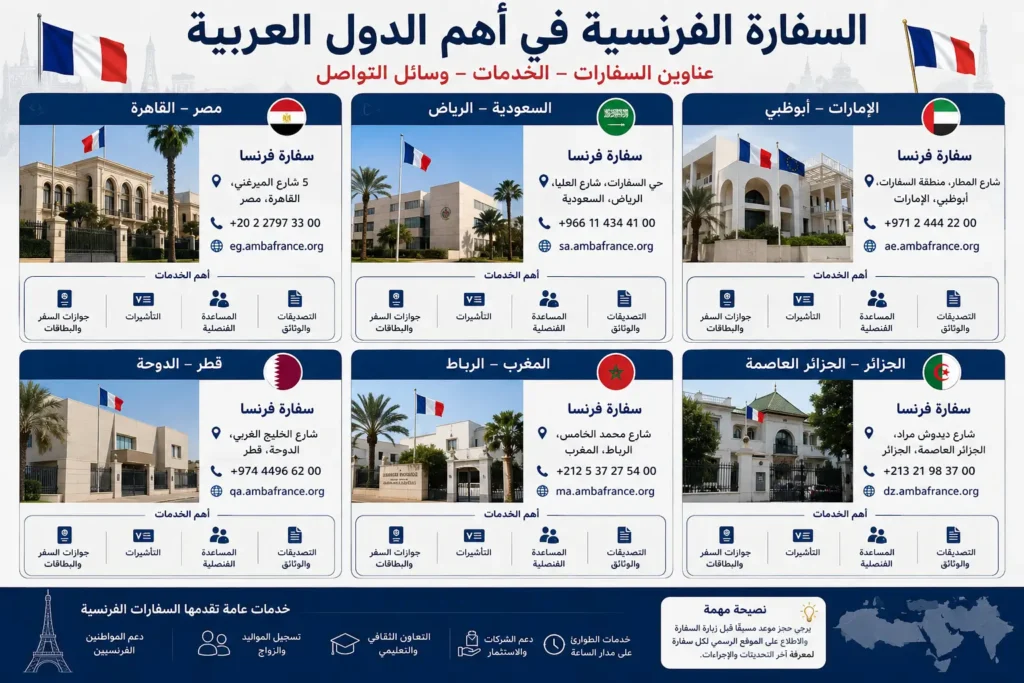 السفارة الفرنسية في أهم الدول العربية