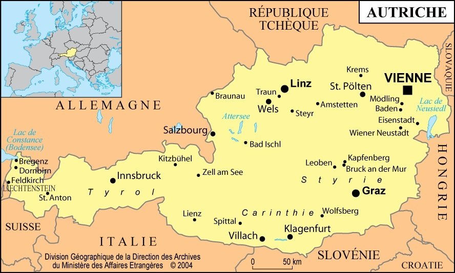 خريطة النمسا وحدودها