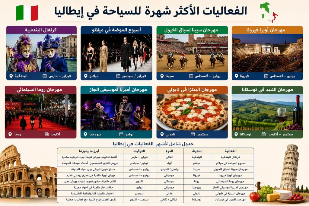 الفعاليات الاكثر شهرة للسياحة في ايطاليا