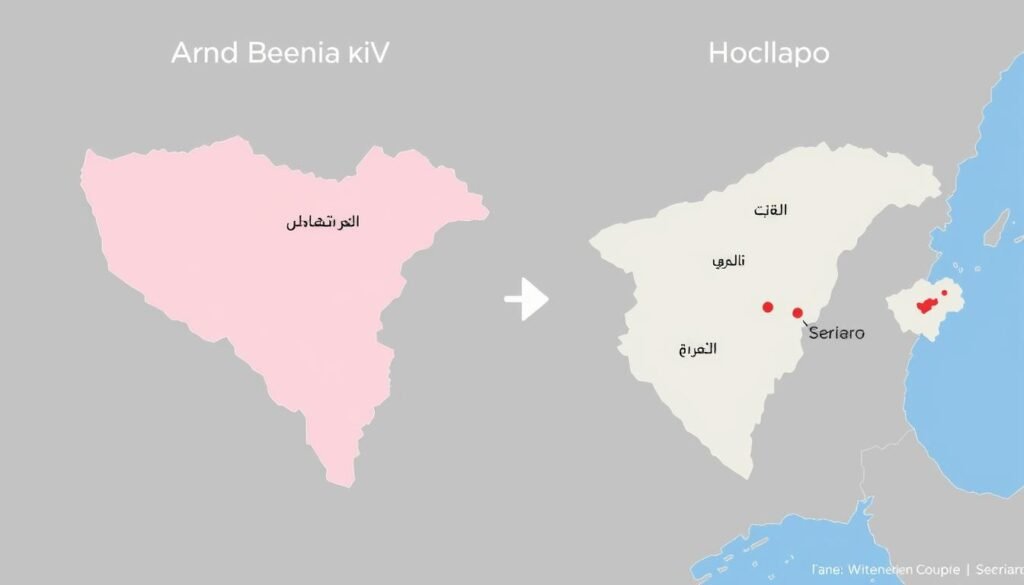 مقارنة بين خريطة البوسنة وخرائط الدول المجاورة
