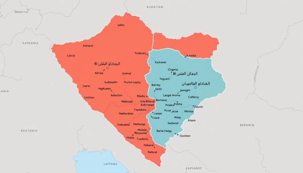 خريطة اتفاقية دايتون التي قسمت البوسنة إلى كيانين خريطة اتفاقية دايتون التي قسمت البوسنة إلى كيانين