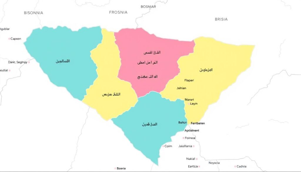 خريطة التقسيمات الإدارية الحالية للبوسنة والهرسك خريطة التقسيمات الإدارية الحالية للبوسنة والهرسك