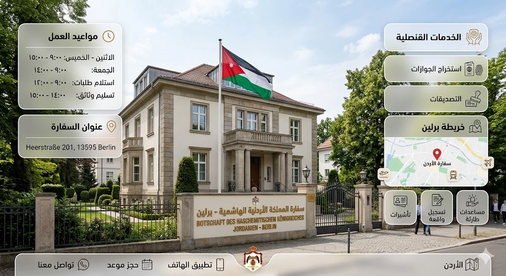 السفارة الأردنية برلين | مواعيد – عنوان السفارة – الخدمات القنصلية السفارة الاردنية في برلين