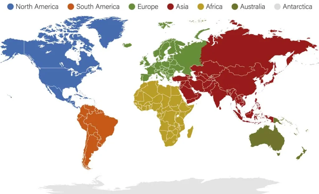كم عدد قارات العالم
