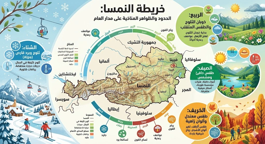خريطة النمسا وحدودها