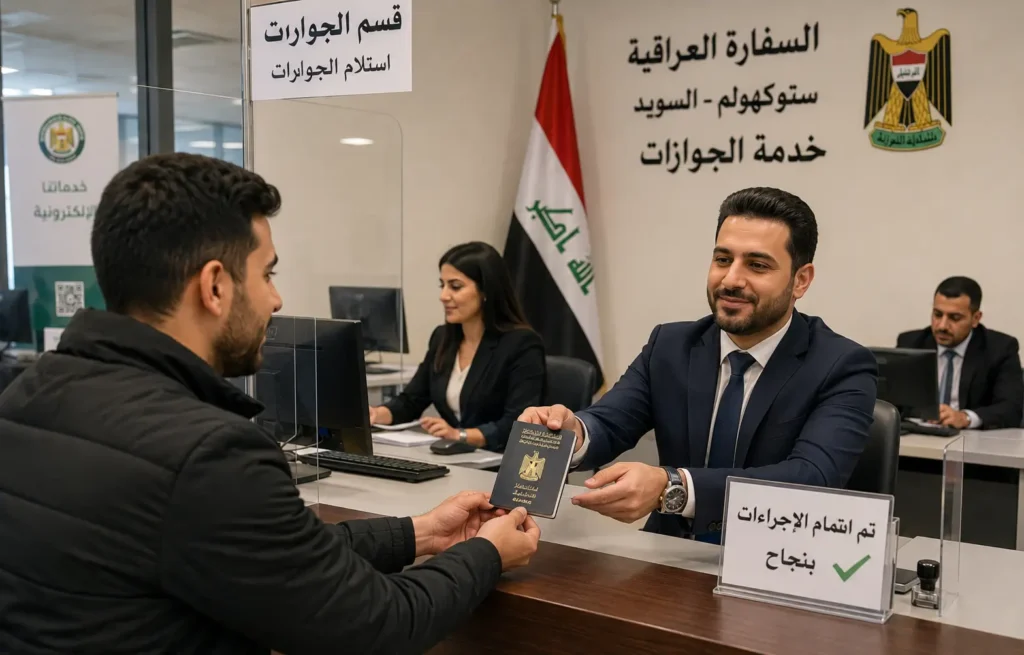 الجوازات المنجزة في السفارة العراقية في السويد