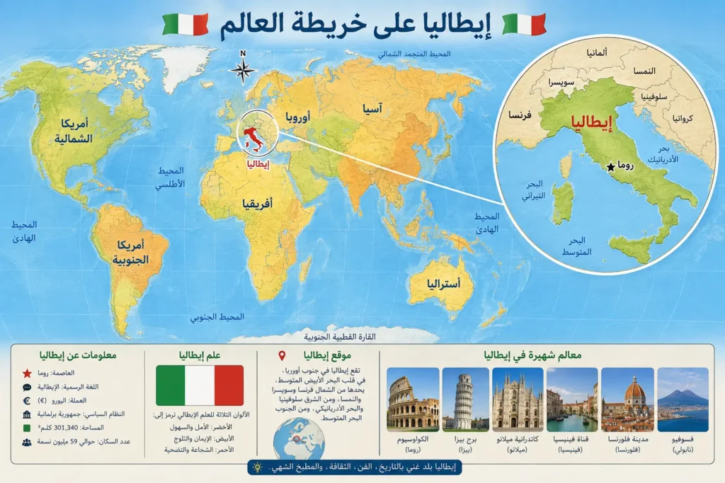 ايطاليا على خريطة العالم