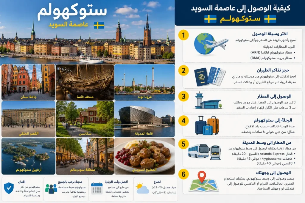 كيفية الوصول الي عاصمة السويد