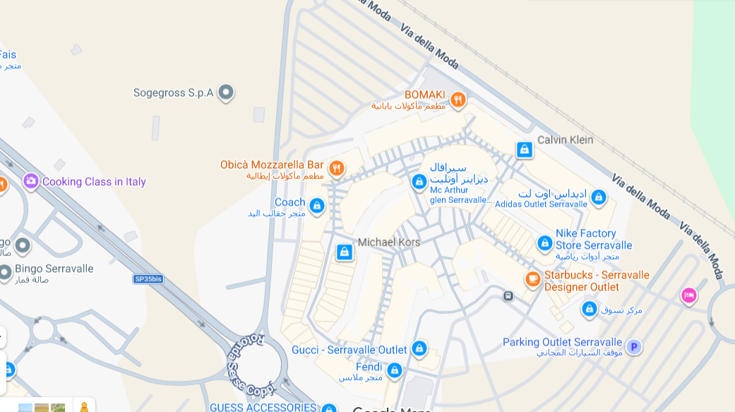 خريطة اوتليت سيرفالي ميلانو ايطاليا